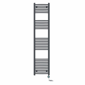 Right Radiators Prefilled Thermostatic Electric Heated Towel Rail Curved Bathroom Ladder Warmer - Anthracite 1800x400 mm