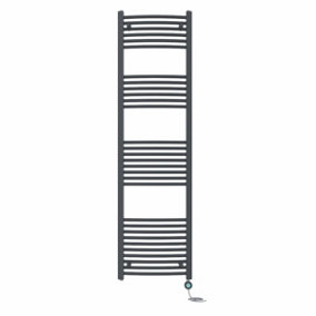 Right Radiators Prefilled Thermostatic Electric Heated Towel Rail Curved Bathroom Ladder Warmer - Anthracite 1800x500 mm