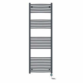 Right Radiators Prefilled Thermostatic Electric Heated Towel Rail Curved Bathroom Ladder Warmer - Anthracite 1800x600 mm