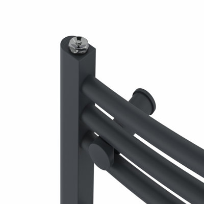 Right Radiators Prefilled Thermostatic Electric Heated Towel Rail Curved Bathroom Ladder Warmer - Anthracite 600x600 mm