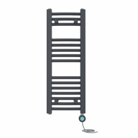 Right Radiators Prefilled Thermostatic Electric Heated Towel Rail Curved Bathroom Ladder Warmer - Anthracite 800x300 mm