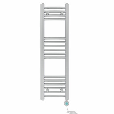 Right Radiators Prefilled Thermostatic Electric Heated Towel Rail Curved Bathroom Ladder Warmer - Chrome 1000x300 mm