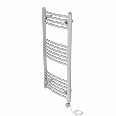 Right Radiators Prefilled Thermostatic Electric Heated Towel Rail Curved Bathroom Ladder Warmer - Chrome 1000x500 mm