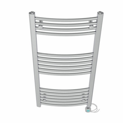 Right Radiators Prefilled Thermostatic Electric Heated Towel Rail Curved Bathroom Ladder Warmer - Chrome 1000x500 mm