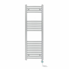 Right Radiators Prefilled Thermostatic Electric Heated Towel Rail Curved Bathroom Ladder Warmer - Chrome 1200x400 mm