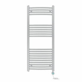 Right Radiators Prefilled Thermostatic Electric Heated Towel Rail Curved Bathroom Ladder Warmer - Chrome 1200x500 mm