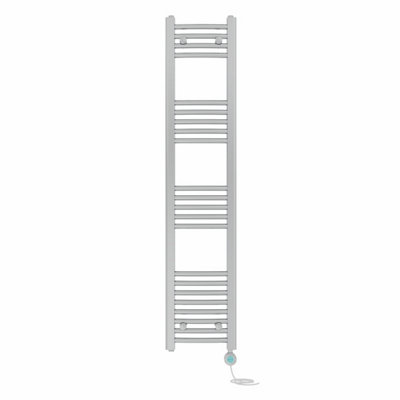 Right Radiators Prefilled Thermostatic Electric Heated Towel Rail Curved Bathroom Ladder Warmer - Chrome 1400x300 mm