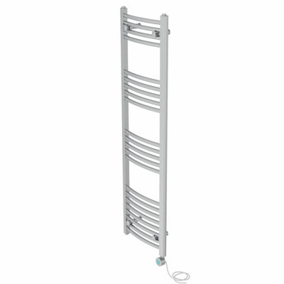 Right Radiators Prefilled Thermostatic Electric Heated Towel Rail Curved Bathroom Ladder Warmer - Chrome 1400x400 mm