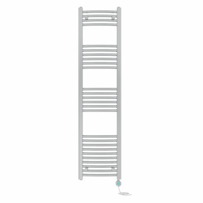 Right Radiators Prefilled Thermostatic Electric Heated Towel Rail Curved Bathroom Ladder Warmer - Chrome 1600x400 mm