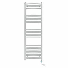 Right Radiators Prefilled Thermostatic Electric Heated Towel Rail Curved Bathroom Ladder Warmer - Chrome 1600x500 mm