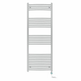 Right Radiators Prefilled Thermostatic Electric Heated Towel Rail Curved Bathroom Ladder Warmer - Chrome 1600x600 mm
