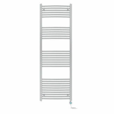 Right Radiators Prefilled Thermostatic Electric Heated Towel Rail Curved Bathroom Ladder Warmer - Chrome 1800x600 mm