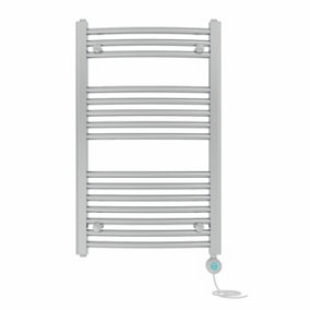 Right Radiators Prefilled Thermostatic Electric Heated Towel Rail Curved Bathroom Ladder Warmer - Chrome 800x500 mm