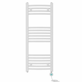 Right Radiators Prefilled Thermostatic Electric Heated Towel Rail Curved Bathroom Ladder Warmer - White 1000x400 mm