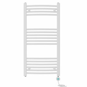Right Radiators Prefilled Thermostatic Electric Heated Towel Rail Curved Bathroom Ladder Warmer - White 1000x500 mm