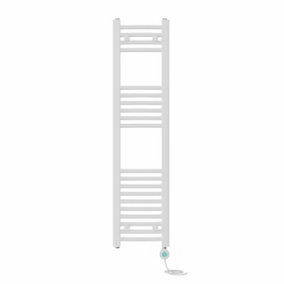 Right Radiators Prefilled Thermostatic Electric Heated Towel Rail Curved Bathroom Ladder Warmer - White 1200x300 mm