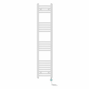 Right Radiators Prefilled Thermostatic Electric Heated Towel Rail Curved Bathroom Ladder Warmer - White 1400x300 mm