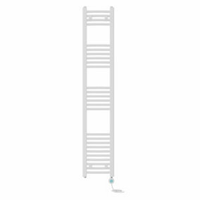 Right Radiators Prefilled Thermostatic Electric Heated Towel Rail Curved Bathroom Ladder Warmer - White 1600x300 mm