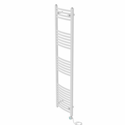 Right Radiators Prefilled Thermostatic Electric Heated Towel Rail Curved Bathroom Ladder Warmer - White 1600x400 mm