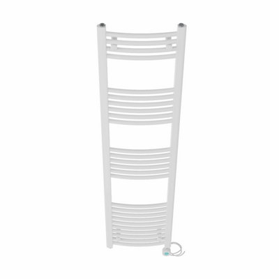 Right Radiators Prefilled Thermostatic Electric Heated Towel Rail Curved Bathroom Ladder Warmer - White 1600x400 mm