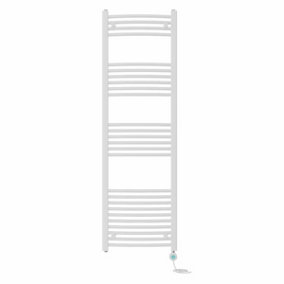 Right Radiators Prefilled Thermostatic Electric Heated Towel Rail Curved Bathroom Ladder Warmer - White 1600x500 mm