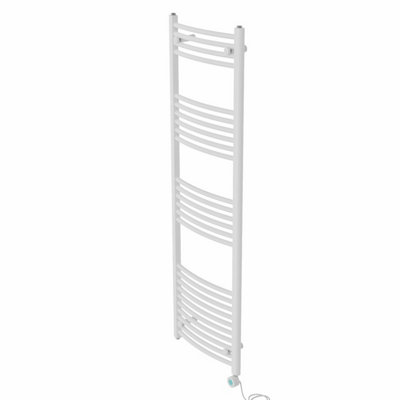 Right Radiators Prefilled Thermostatic Electric Heated Towel Rail Curved Bathroom Ladder Warmer - White 1600x500 mm