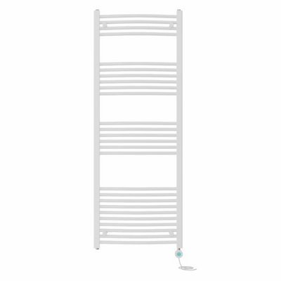 Right Radiators Prefilled Thermostatic Electric Heated Towel Rail Curved Bathroom Ladder Warmer - White 1600x600 mm