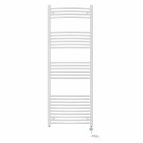 Right Radiators Prefilled Thermostatic Electric Heated Towel Rail Curved Bathroom Ladder Warmer - White 1600x600 mm