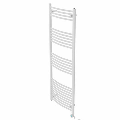 Right Radiators Prefilled Thermostatic Electric Heated Towel Rail Curved Bathroom Ladder Warmer - White 1600x600 mm