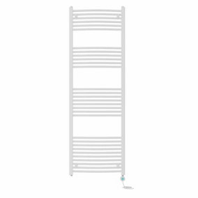 Right Radiators Prefilled Thermostatic Electric Heated Towel Rail Curved Bathroom Ladder Warmer - White 1800x600 mm