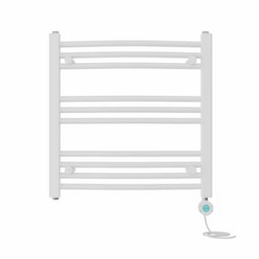 Right Radiators Prefilled Thermostatic Electric Heated Towel Rail Curved Bathroom Ladder Warmer - White 600x600 mm