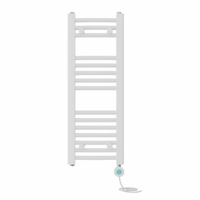 Right Radiators Prefilled Thermostatic Electric Heated Towel Rail Curved Bathroom Ladder Warmer - White 800x300 mm