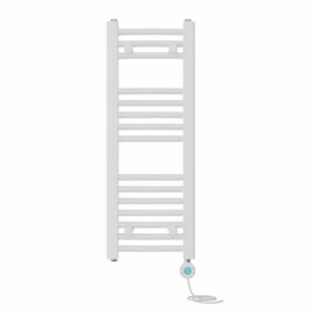 Right Radiators Prefilled Thermostatic Electric Heated Towel Rail Curved Bathroom Ladder Warmer - White 800x300 mm