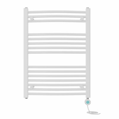 Right Radiators Prefilled Thermostatic Electric Heated Towel Rail Curved Bathroom Ladder Warmer - White 800x600 mm