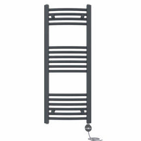 Right Radiators Prefilled Thermostatic Electric Heated Towel Rail Curved Ladder Warmer Rads - Anthracite 1000x400 mm