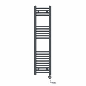 Right Radiators Prefilled Thermostatic Electric Heated Towel Rail Curved Ladder Warmer Rads - Anthracite 1200x300 mm