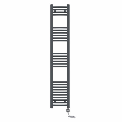 Right Radiators Prefilled Thermostatic Electric Heated Towel Rail Curved Ladder Warmer Rads - Anthracite 1600x300 mm