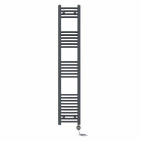Right Radiators Prefilled Thermostatic Electric Heated Towel Rail Curved Ladder Warmer Rads - Anthracite 1600x300 mm