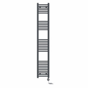 Right Radiators Prefilled Thermostatic Electric Heated Towel Rail Curved Ladder Warmer Rads - Anthracite 1800x300 mm