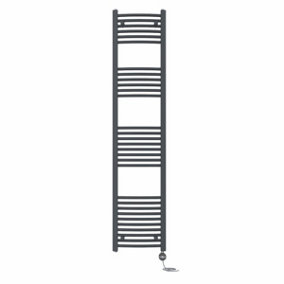 Right Radiators Prefilled Thermostatic Electric Heated Towel Rail Curved Ladder Warmer Rads - Anthracite 1800x400 mm