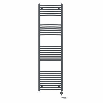 Right Radiators Prefilled Thermostatic Electric Heated Towel Rail Curved Ladder Warmer Rads - Anthracite 1800x500 mm