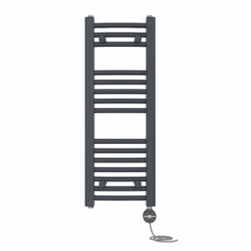 Right Radiators Prefilled Thermostatic Electric Heated Towel Rail Curved Ladder Warmer Rads - Anthracite 800x300 mm