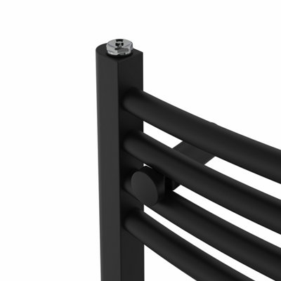 Right Radiators Prefilled Thermostatic Electric Heated Towel Rail Curved Ladder Warmer Rads - Black 1000x500 mm