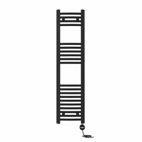 Right Radiators Prefilled Thermostatic Electric Heated Towel Rail Curved Ladder Warmer Rads - Black 1200x300 mm
