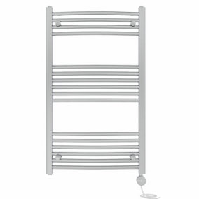 Right Radiators Prefilled Thermostatic Electric Heated Towel Rail Curved Ladder Warmer Rads - Chrome 1000x600 mm