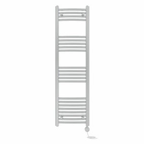 Right Radiators Prefilled Thermostatic Electric Heated Towel Rail Curved Ladder Warmer Rads - Chrome 1400x400 mm