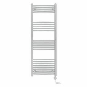 Right Radiators Prefilled Thermostatic Electric Heated Towel Rail Curved Ladder Warmer Rads - Chrome 1400x500 mm