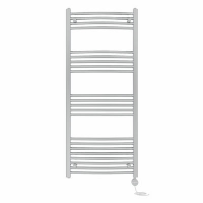 Right Radiators Prefilled Thermostatic Electric Heated Towel Rail Curved Ladder Warmer Rads - Chrome 1400x600 mm