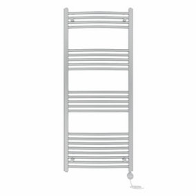 Right Radiators Prefilled Thermostatic Electric Heated Towel Rail Curved Ladder Warmer Rads - Chrome 1400x600 mm