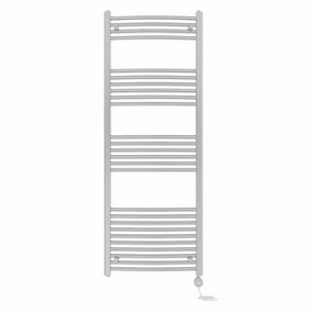 Right Radiators Prefilled Thermostatic Electric Heated Towel Rail Curved Ladder Warmer Rads - Chrome 1600x600 mm